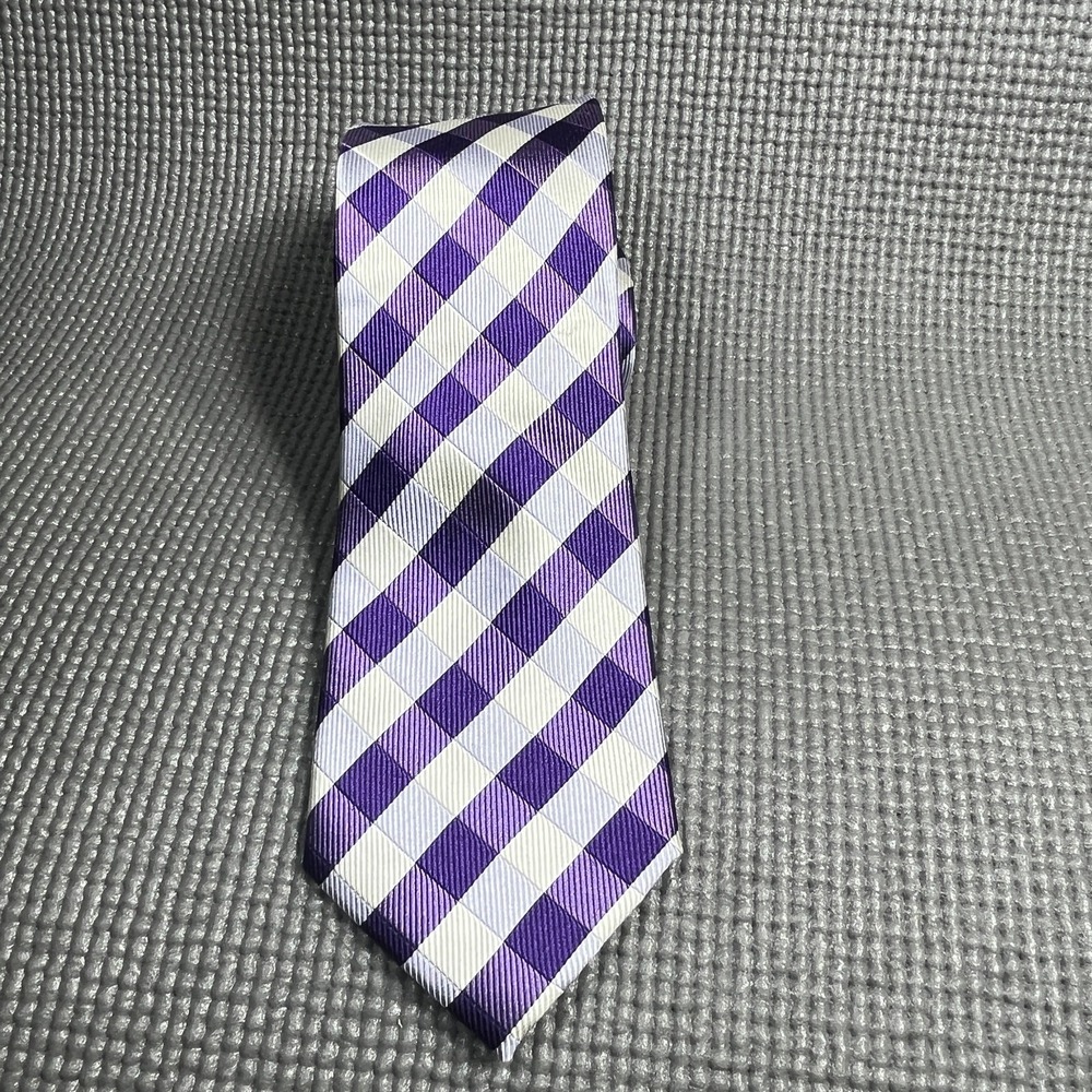 Donald J. Trump Signature Collection Tie Mens Purple Plaid Silk Business Office